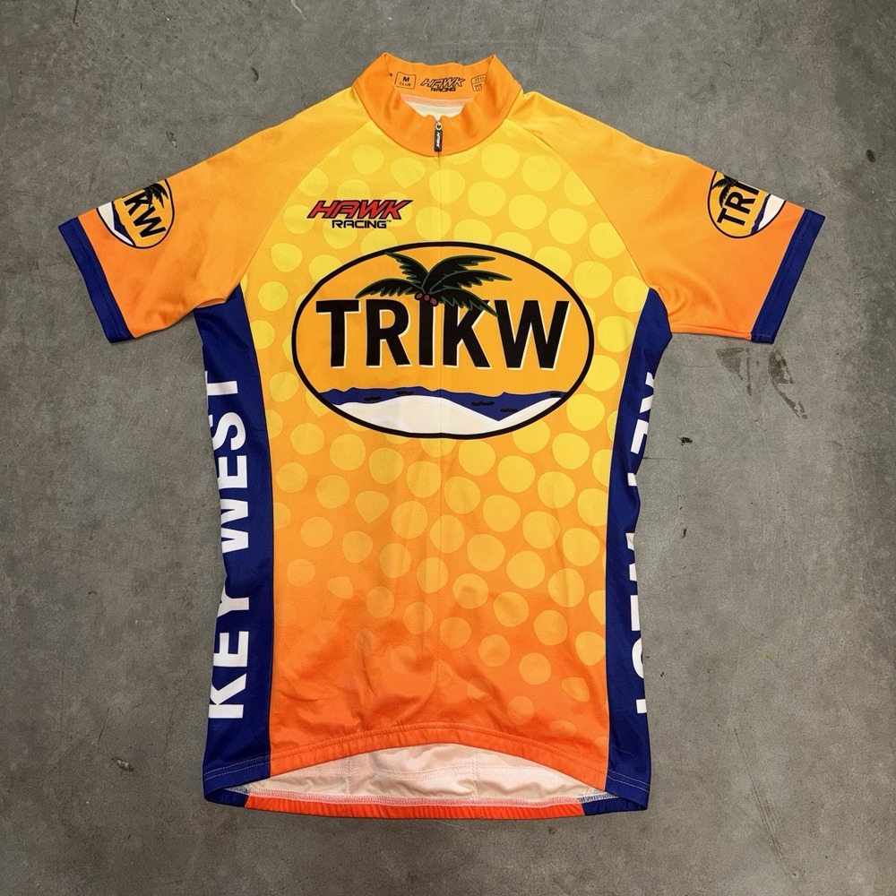 Hawk Racing Cycling Jersey Mens Orange Blue Trikw Triathlon Poly Size Medium